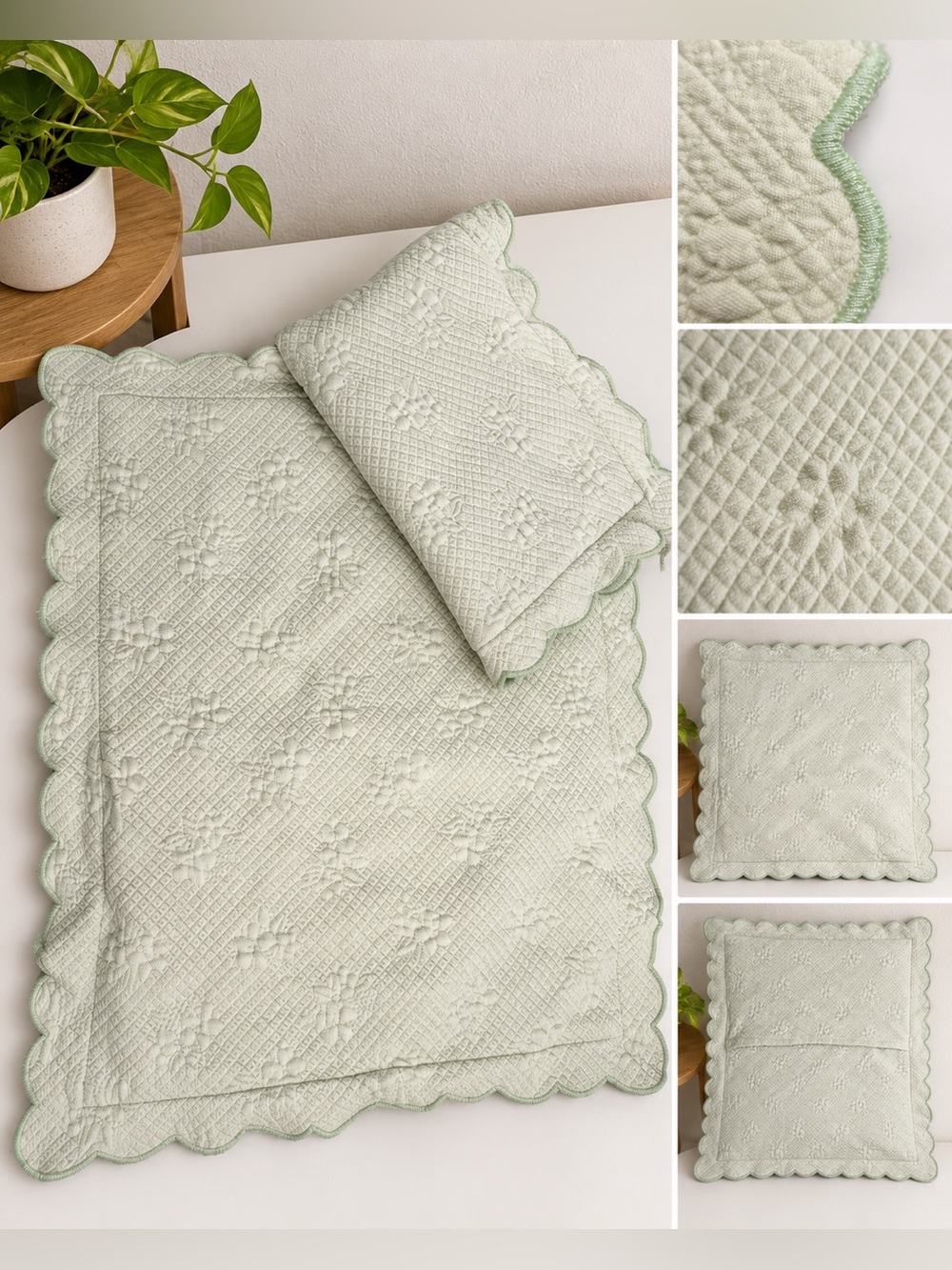 2-PC Pottery Barn Kids Diamond Quilted Scalloped Edge Standard Pillow Shams